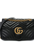 Calfskin Matelasse Small GG Marmont Shoulder Bag Black
