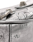 Metallic Agneau Arena Le Cagole Chain Shoulder Bag XS Silver