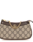 GG Supreme Monogram Textured Dollar Calfskin Mini Ophidia Chain Bag Beige Ebony
