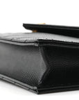 Grain De Poudre Matelasse Chevron Monogram Envelope Chain Wallet Black