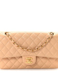 Caviar Quilted Medium Double Flap Beige