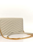 Grain De Poudre Matelasse Chevron Monogram Envelope Chain Wallet Crema Soft