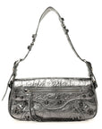 Metallic Agneau Arena Small Le Cagole Sling Bag Silver