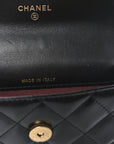 Calfskin Quilted Perfect Fit Coin Purse With Chain Black