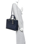 Lambskin Cannage Large Lady D1OR Navy Blue