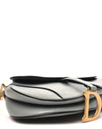 Grained Calfskin Saddle Bag Grey Stone
