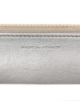 Metallic Lambskin Quilted Wallet On Chain WOC Silver