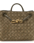 Suede Intrecciato Small Andiamo Shoulder Bag Cypress