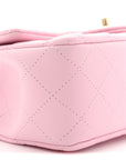 Lambskin Quilted Mini Rectangular Flap Pink