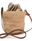 Calfskin Raffia Anagram Paulas Ibiza Pochette Bag Natural Tan
