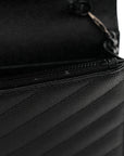 Grain De Poudre Matelasse Chevron Monogram Monochrome Envelope Chain Wallet Black