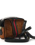 Suede Patent Web Mini Ophidia Shoulder Bag Nocciola Black