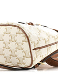 Triomphe Canvas Calfskin Mini Folco Backpack White