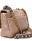 Shiny Lambskin Quilted Medium CHNL 19 Flap Beige