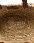 Raffia Calfskin Triomphe Medium Panier Tan
