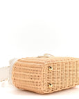 Wicker Canvas Mini Tote Tan White
