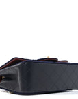 Felt Quilted Paris-Hamburg Charms Mini Rectangular Flap Black Dark Navy