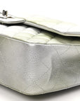 Metallic Goatskin Quilted Ombre Medium Double Flap Grey Green