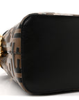 Vitello Liberty F is FNDI Bi-Color FF 1974 Embossed Mini Mon Tresor Bucket Bag Maya Black