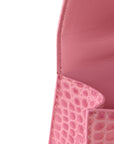 Shiny Calfskin Crocodile Embossed Hourglass Top Handle Bag XS Sweet Pink