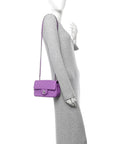Lambskin Quilted Mini Rectangular Flap Purple