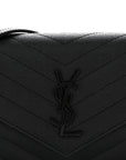 Grain De Poudre Matelasse Chevron Monogram Monochrome Envelope Chain Wallet Black