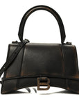 Used Calfskin Small Hourglass Top Handle Bag Brown