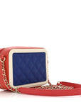 Caviar Quilted Filigree Vanity Clutch With Chain Blue White Red