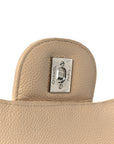 Caviar Quilted Jumbo Double Flap Beige