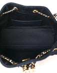 Denim Quilted Mini CHNL 25 Handbag Dark Blue