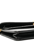 Calfskin Elaphe Double Chevron Mini Wallet On Chain WOC Black