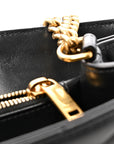 Calfskin Y Quilted Monogram Medium Loulou Chain Satchel Black