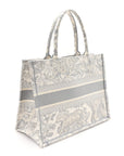 Canvas Embroidered Medium D1ORiviera Toile De Jouy Book Tote Gray