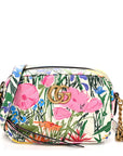 X KEN SCOTT Calfskin Matelasse Floral Print Mini GG Marmont Chain Shoulder Bag Ivory Pink