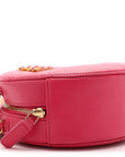 Lambskin Quilted CHNL 19 Round Clutch With Chain Pink