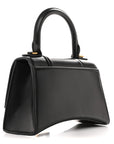 Shiny Box Calfskin Hourglass Top Handle Bag XS Black