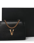 Vitello Mini Virtus Chain Clutch Black
