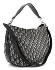 Oblique Soft Saddle Bag Beige Blue