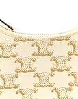 Canvas Calfskin Mini Ava Triomphe Shoulder Bag White