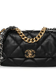 Goatskin Quilted Large CHNL 19 Flap Black