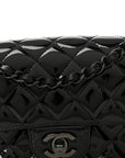 Patent Calfskin Quilted Mini Rectangular Flap So Black