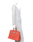 Taurillon Clemence Eclat Birkin 35 Sanguine White