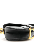 Grained Calfskin Mini Saddle Bag With Strap Black