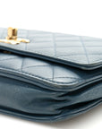 Lambskin Quilted Trendy CC Wallet On Chain WOC Blue