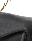 Grained Calfskin Saddle Bag Black