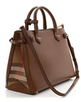 Grainy Calfskin House Check Medium Banner Tote Tan