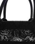 Embroidered 3D Macrame D-Lace Sun Medium Book Tote Black