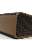 Fabric Jacquard FF 1974 Logo Small FNDI Sunshine Shopper Tote Tobacco Moro Sand