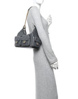 Shiny Lambskin Quilted Large Trendy Pockets Hobo Grey