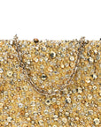 Calfskin Satin Bead Embroidery Lady D1OR Clutch Gold Yellow